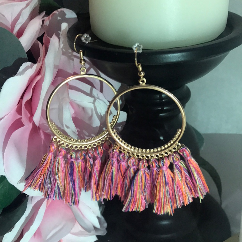 Boho Tassel Hoop Earrings